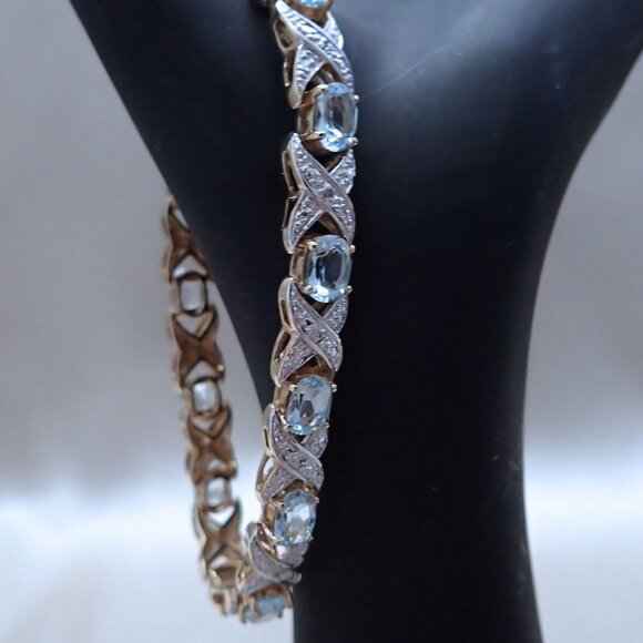 Genuine Swiss Blue Topaz Infinity Bracelet - Picture 1 of 11